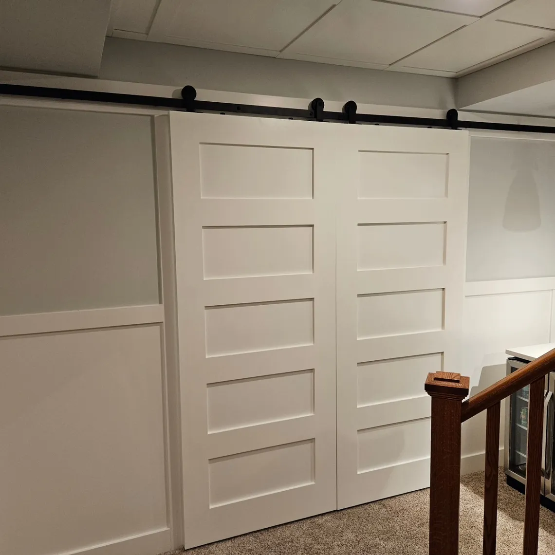 Custom built-in with sliding wood doors